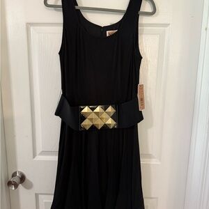 Nue by Shani Black Dress with Gold Accents